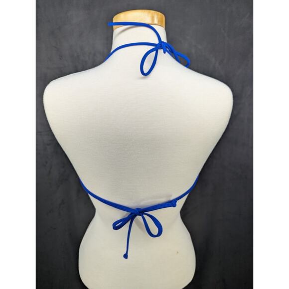 Vintage Blue White Stars Print Bikini Top Large - Picture 2 of 4